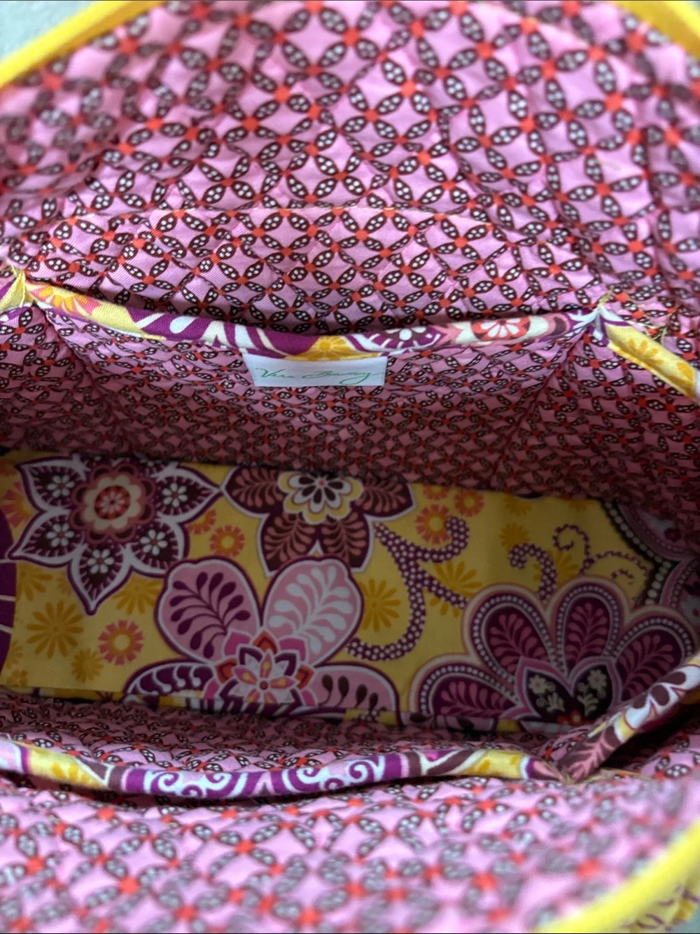 Vera Bradley Yellow and Pink Quilted Floral Tote 10 x14 - Picture 2 of 4